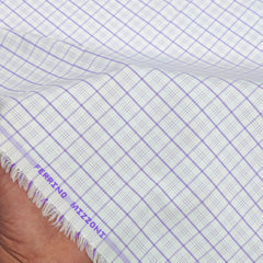 Shirt Fabric Ferrino Mizzoni  Poly Cotton Wrinkle Free Check Colour Lavender N White