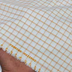Shirt Fabric Ferrino Mizzoni  Poly Cotton Wrinkle Free Check Colour Mustard Brown
