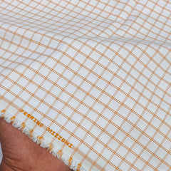 Shirt Fabric Ferrino Mizzoni  Poly Cotton Wrinkle Free Check Colour Mustard Brown