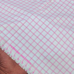Shirt Fabric Ferrino Mizzoni  Poly Cotton Wrinkle Free Check Colour Pink N White