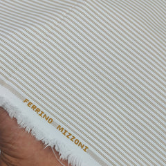 Shirt Fabric Ferrino Mizzoni  Poly Cotton Wrinkle Free Small Lining Colour Brown N White