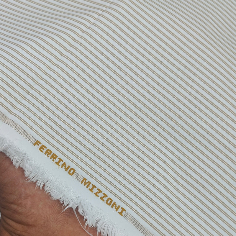 Shirt Fabric Ferrino Mizzoni  Poly Cotton Wrinkle Free Small Lining Colour Brown N White