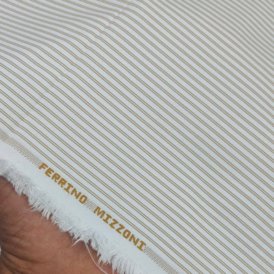 Shirt Fabric Ferrino Mizzoni  Poly Cotton Wrinkle Free Small Lining Colour Brown N White