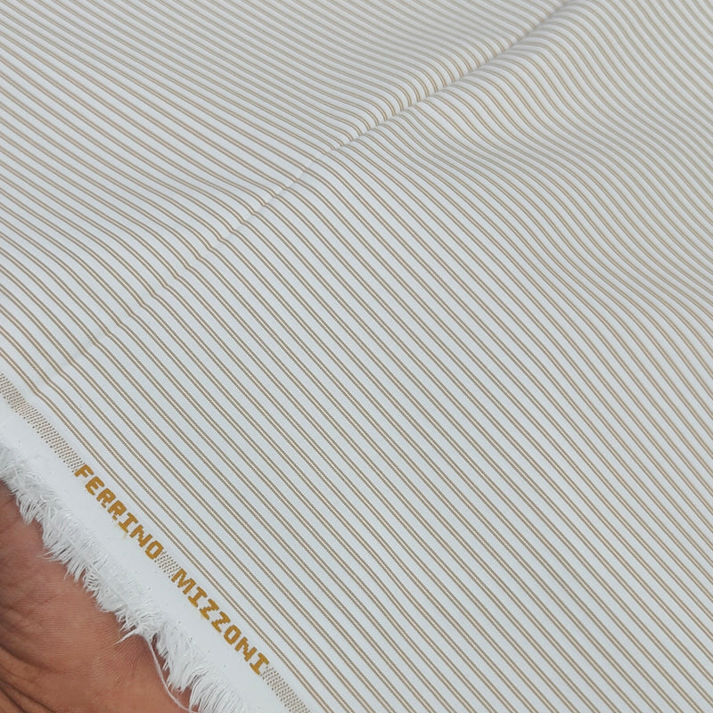 Shirt Fabric Ferrino Mizzoni  Poly Cotton Wrinkle Free Small Lining Colour Brown N White