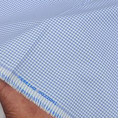 Shirt Fabric Ferrino Mizzoni  Poly Cotton Wrinkle Free Pin Check Colour Blue N White