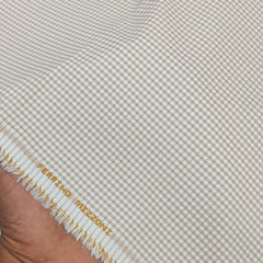 Shirt Fabric Ferrino Mizzoni  Poly Cotton Wrinkle Free Pin Check Colour Brown N White