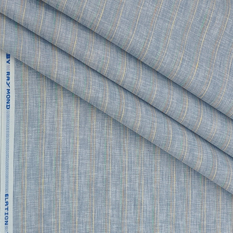 Shirt Fabric Raymond  Poly Cotton Wrinkle Free Broad Lining With Slub Colour Bluish Grey