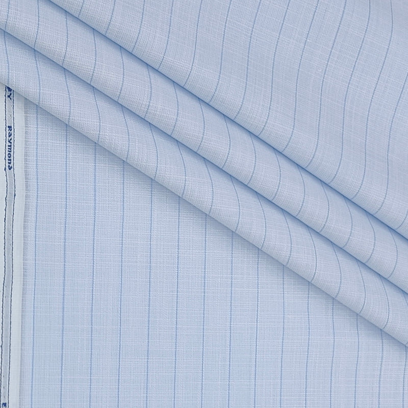 Shirt Fabric Raymond  Poly Cotton Wrinkle Free Broad Lining With Slub Colour Light Blue