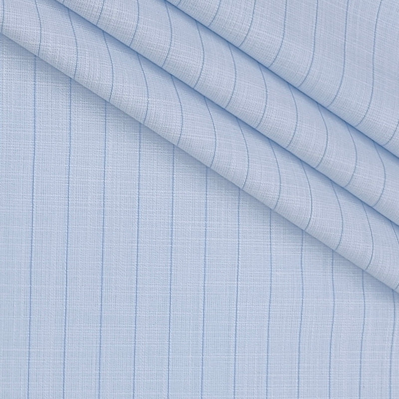 Shirt Fabric Raymond  Poly Cotton Wrinkle Free Broad Lining With Slub Colour Light Blue