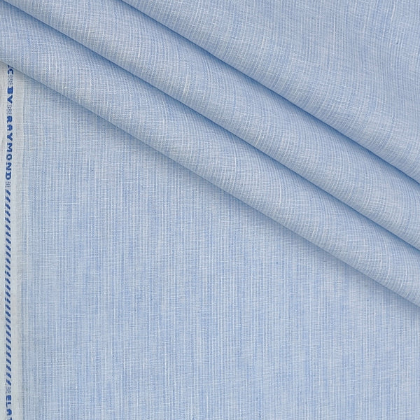 Shirt Fabric Raymond  Poly Cotton Wrinkle Free Pin Lining With Slub Colour Light Blue
