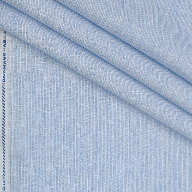 Shirt Fabric Raymond  Poly Cotton Wrinkle Free Pin Lining With Slub Colour Light Blue