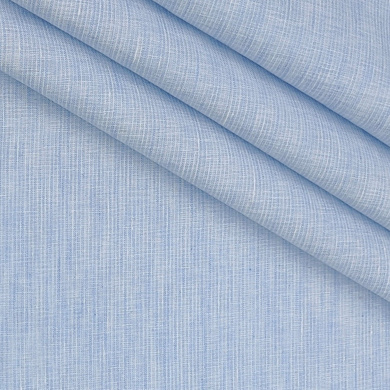 Shirt Fabric Raymond  Poly Cotton Wrinkle Free Pin Lining With Slub Colour Light Blue