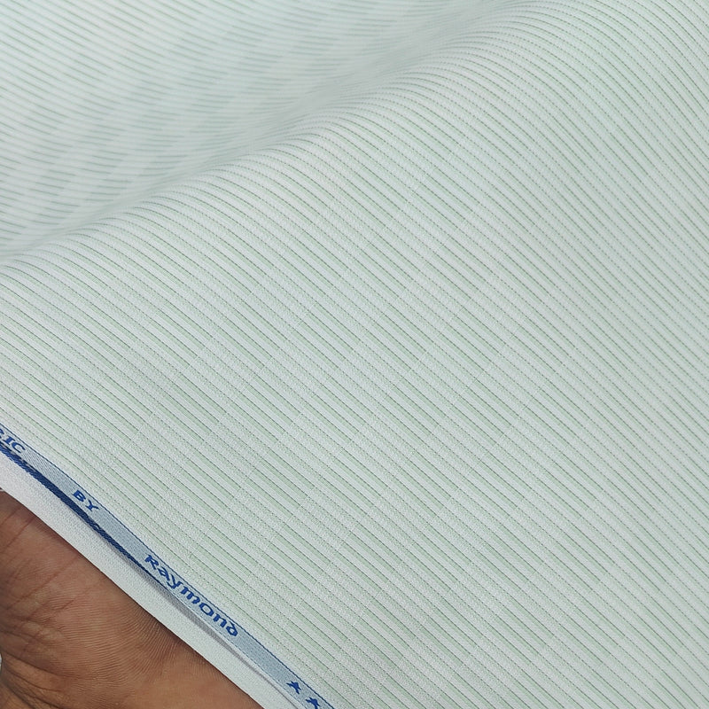 Shirt Fabric Raymond  Poly Cotton Wrinkle Free Jacquard Colour Green N White
