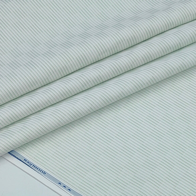 Shirt Fabric Raymond  Poly Cotton Wrinkle Free Jacquard Colour Green N White