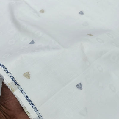 Shirt Fabric Raymond  Poly Cotton Wrinkle Free Jacquard Colour Off White