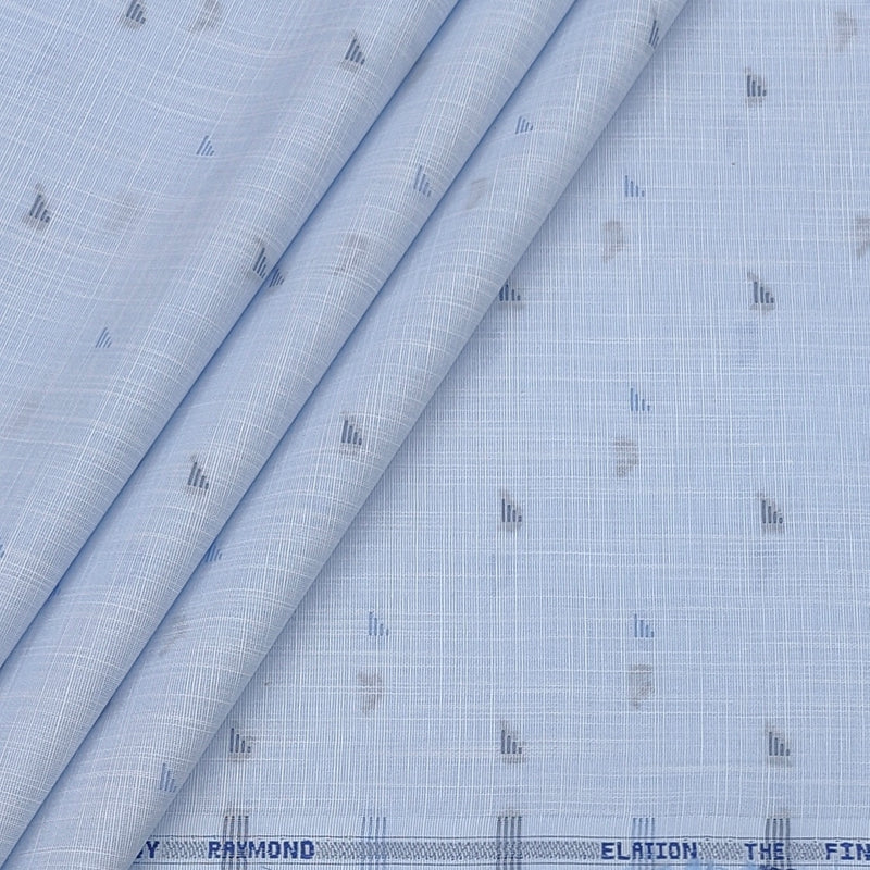 Shirt Fabric Raymond  Poly Cotton Wrinkle Free Dobby With Slub Colour Light Blue