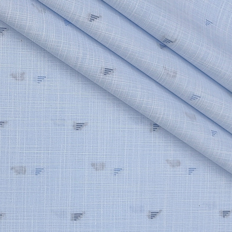 Shirt Fabric Raymond  Poly Cotton Wrinkle Free Dobby With Slub Colour Light Blue