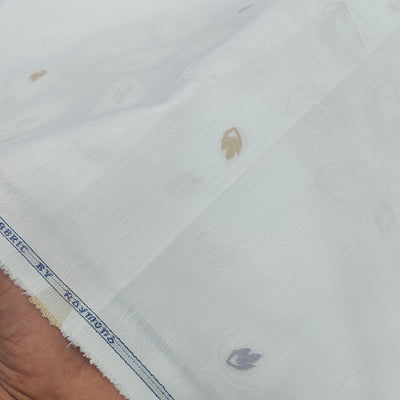 Shirt Fabric Raymond  Poly Cotton Wrinkle Free Jacquard Colour White