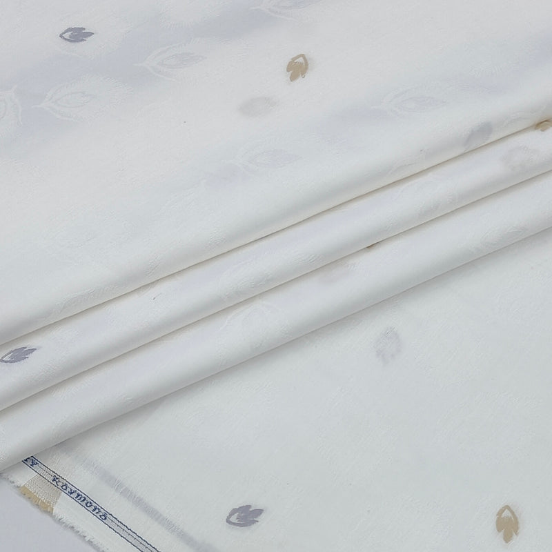 Shirt Fabric Raymond  Poly Cotton Wrinkle Free Jacquard Colour White