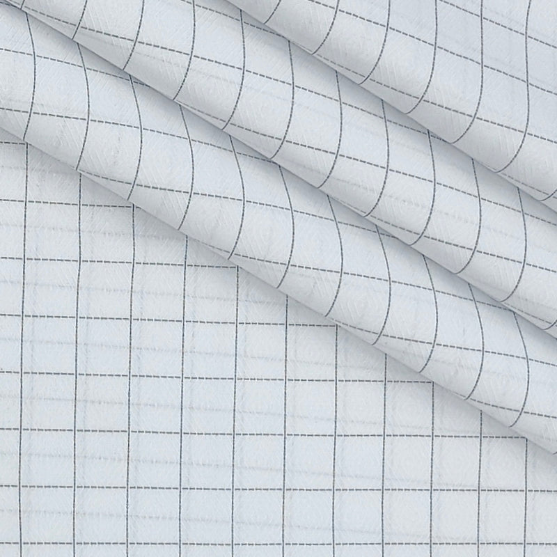 Shirt Fabric Raymond  Poly Cotton Wrinkle Free Check With Jacquard Colour Black N White