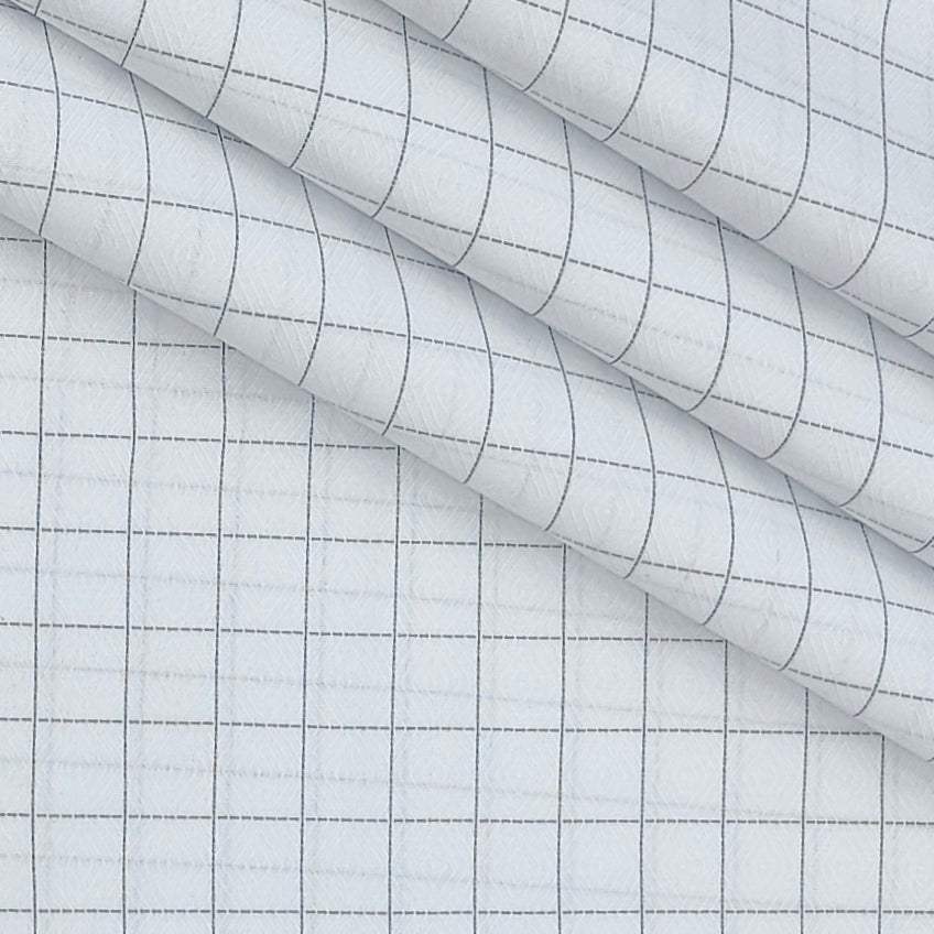 Shirt Fabric Raymond  Poly Cotton Wrinkle Free Check With Jacquard Colour Black N White