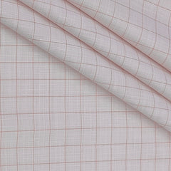 Shirt Fabric Raymond  Poly Cotton Wrinkle Free Check Colour Light Pink