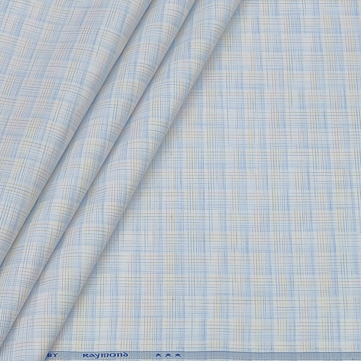 Shirt Fabric Raymond  Poly Cotton Wrinkle Free Check Colour Blue N White