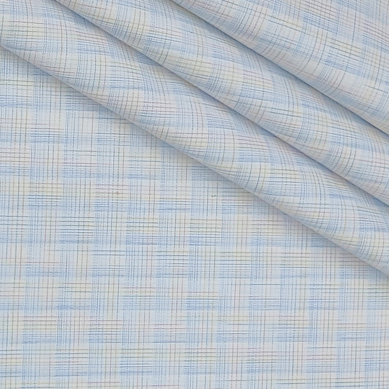Shirt Fabric Raymond  Poly Cotton Wrinkle Free Check Colour Blue N White