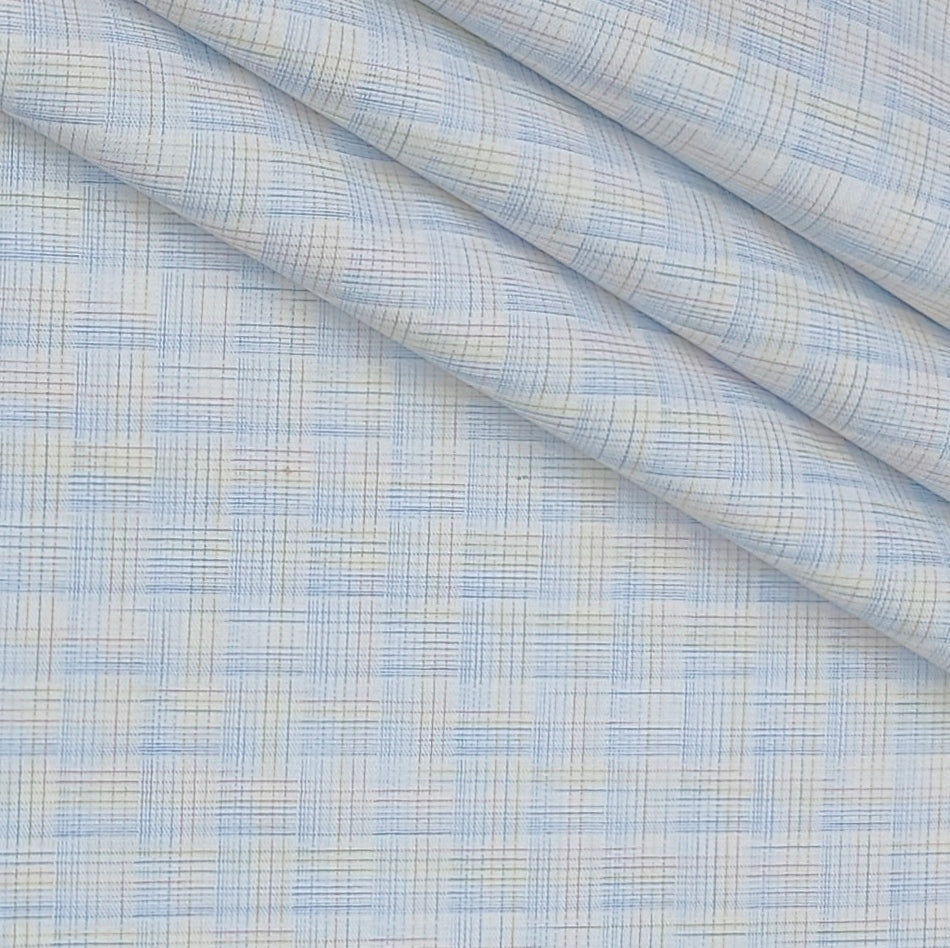Shirt Fabric Raymond  Poly Cotton Wrinkle Free Check Colour Blue N White