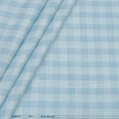 Shirt Fabric Raymond  Poly Cotton Wrinkle Free Check Colour Sky Blue
