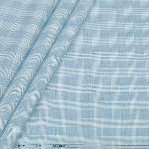 Shirt Fabric Raymond  Poly Cotton Wrinkle Free Check Colour Sky Blue