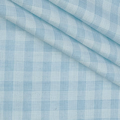 Shirt Fabric Raymond  Poly Cotton Wrinkle Free Check Colour Sky Blue