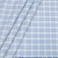 Shirt Fabric Raymond  Poly Cotton Wrinkle Free Check Colour Blue N White