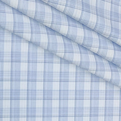 Shirt Fabric Raymond  Poly Cotton Wrinkle Free Check Colour Blue N White