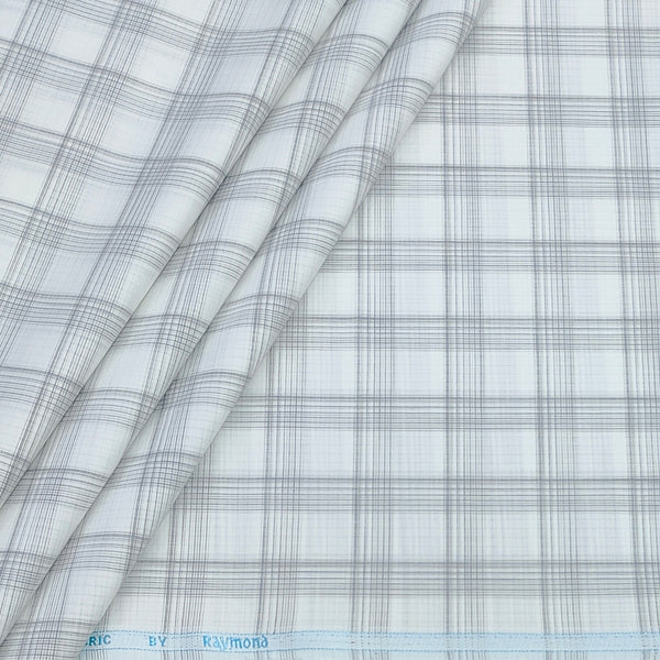 Shirt Fabric Raymond  Poly Cotton Wrinkle Free Broad Check Colour Grey N White
