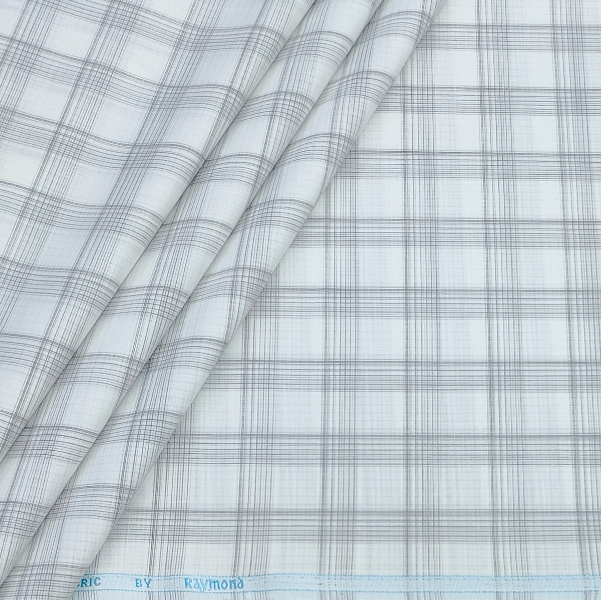 Shirt Fabric Raymond  Poly Cotton Wrinkle Free Broad Check Colour Grey N White