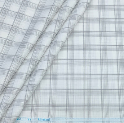 Shirt Fabric Raymond  Poly Cotton Wrinkle Free Broad Check Colour Grey N White