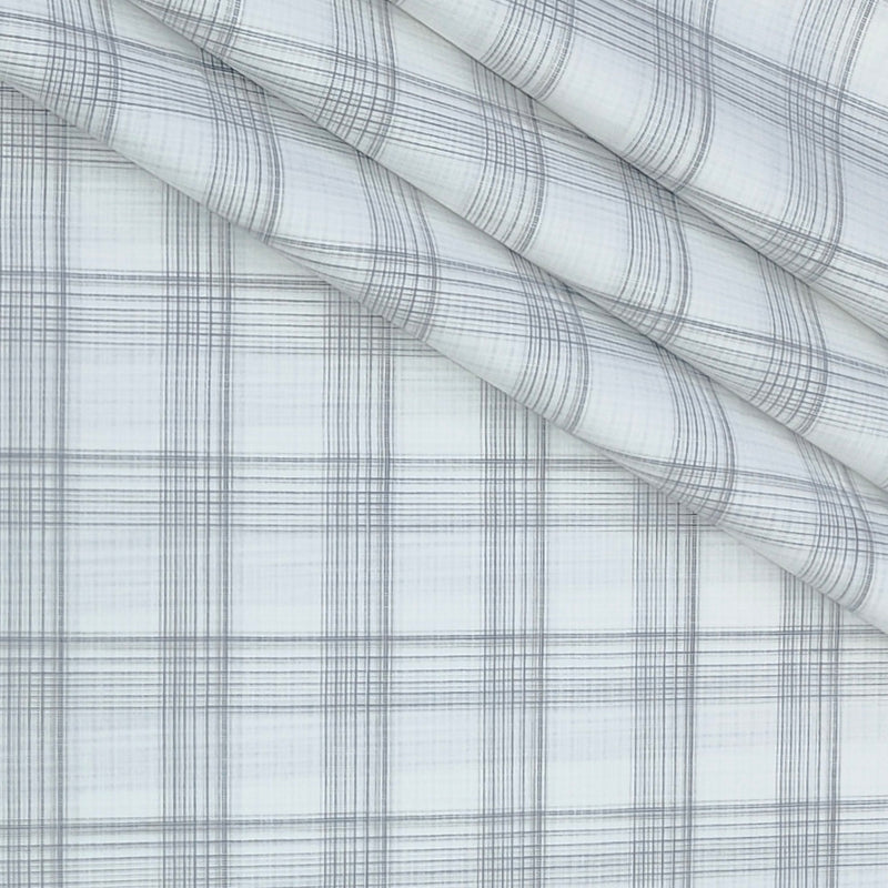Shirt Fabric Raymond  Poly Cotton Wrinkle Free Broad Check Colour Grey N White