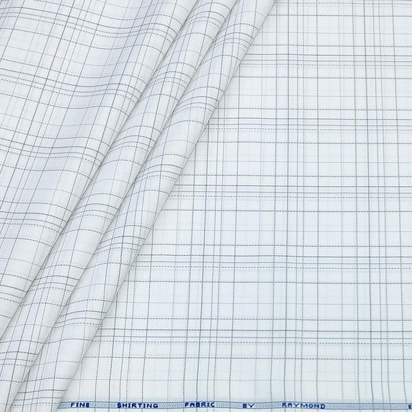 Shirt Fabric Raymond  Poly Cotton Wrinkle Free Broad Check Colour White