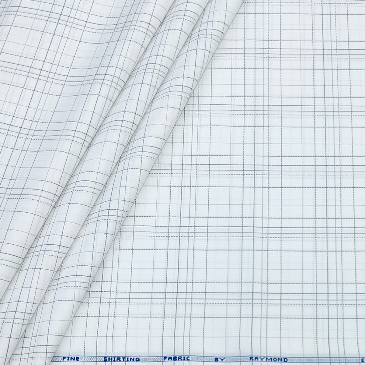 Shirt Fabric Raymond  Poly Cotton Wrinkle Free Broad Check Colour White