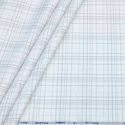 Shirt Fabric Raymond  Poly Cotton Wrinkle Free Broad Check Colour White