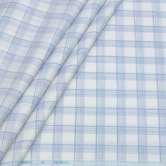 Shirt Fabric Raymond  Poly Cotton Wrinkle Free Broad Check Colour Blue N White