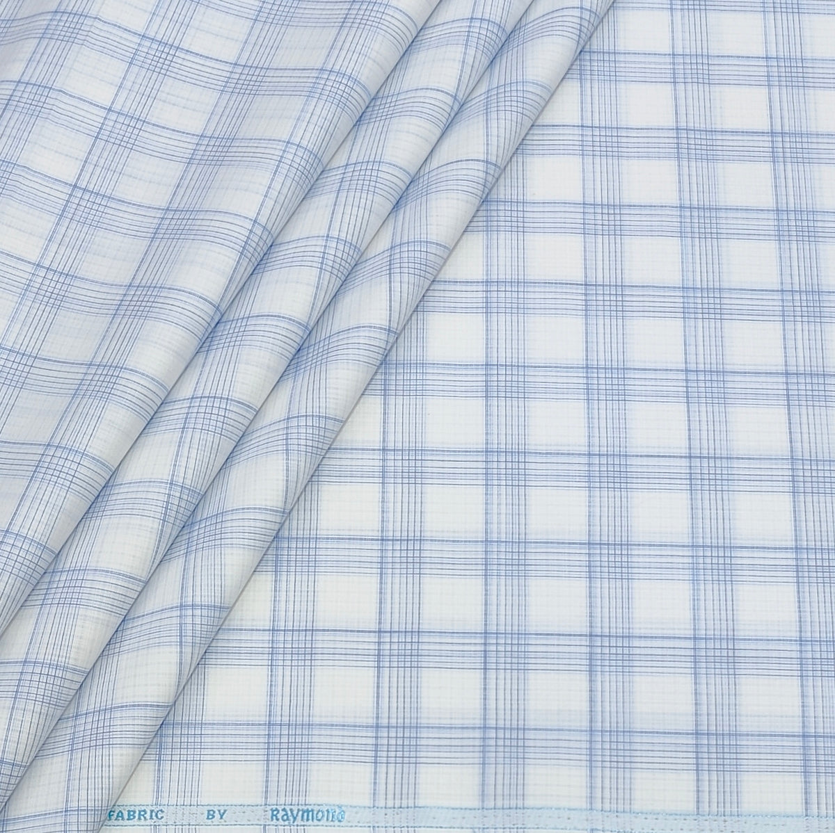 Shirt Fabric Raymond  Poly Cotton Wrinkle Free Broad Check Colour Blue N White