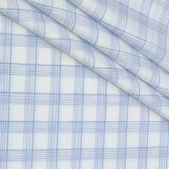 Shirt Fabric Raymond  Poly Cotton Wrinkle Free Broad Check Colour Blue N White