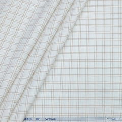Shirt Fabric Arvind Poly Cotton Wrinkle Free Check Colour Fade Brown