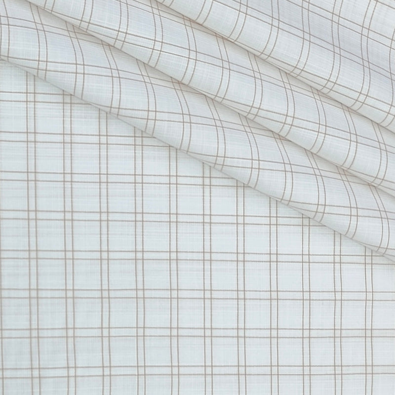 Shirt Fabric Arvind Poly Cotton Wrinkle Free Check Colour Fade Brown
