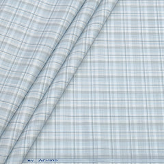 Shirt Fabric Arvind Poly Cotton Wrinkle Free Check Colour Blue N Grey