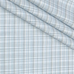 Shirt Fabric Arvind Poly Cotton Wrinkle Free Check Colour Blue N Grey