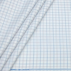 Shirt Fabric Arvind Poly Cotton Wrinkle Free Check Colour Blue N Ash White