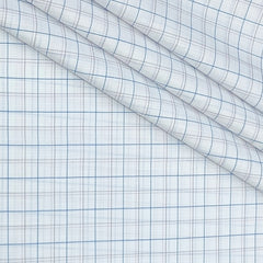 Shirt Fabric Arvind Poly Cotton Wrinkle Free Check Colour Blue N Ash White